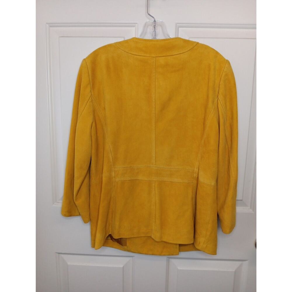 Tory Burch Buttery Soft Leather Evening Jacket Yellow Size 14 EUC - Picture 2 of 10